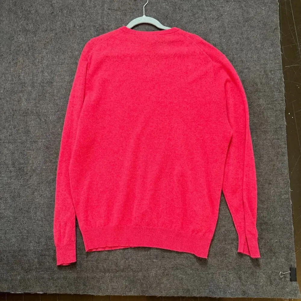 JOS A BANK Men's 100% Cashmere Bright Red V Neck Pullover Sweater Holiday Sz XL